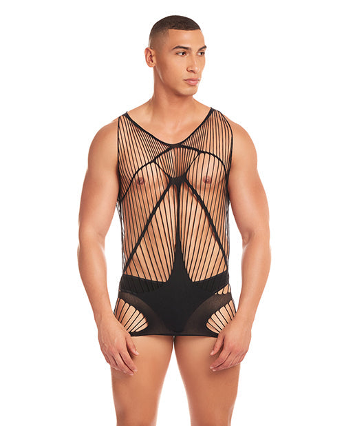 Top de tirantes largo automático Rainbow Party - Negro S/M