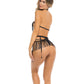 Rene Rofe Rassel Tassle Bra, Skirt & G-String Black S/M