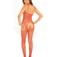Rene Rofe Medias Bodystocking de Red Industrial con Liga, Rojo T/U