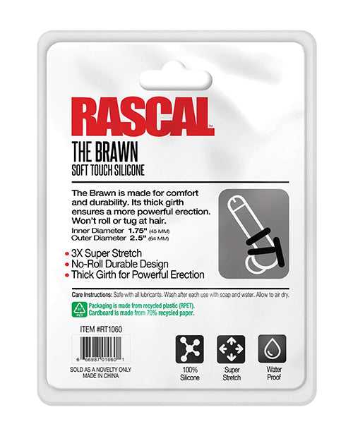 Rascal The Brawn Anneau Pénien en Silicone - Noir