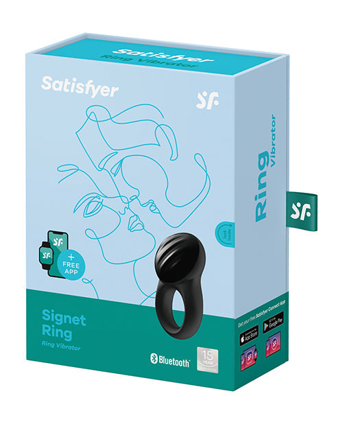 Bague Signet Satisfyer avec application Bluetooth - Noir