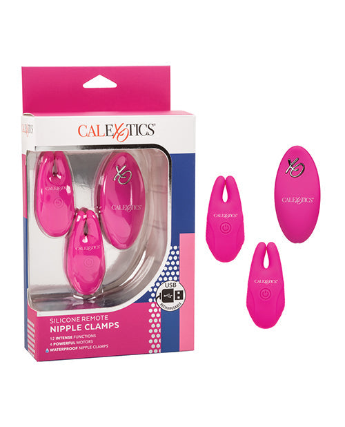 Pinzas de silicona para pezones con control remoto - Rosa
