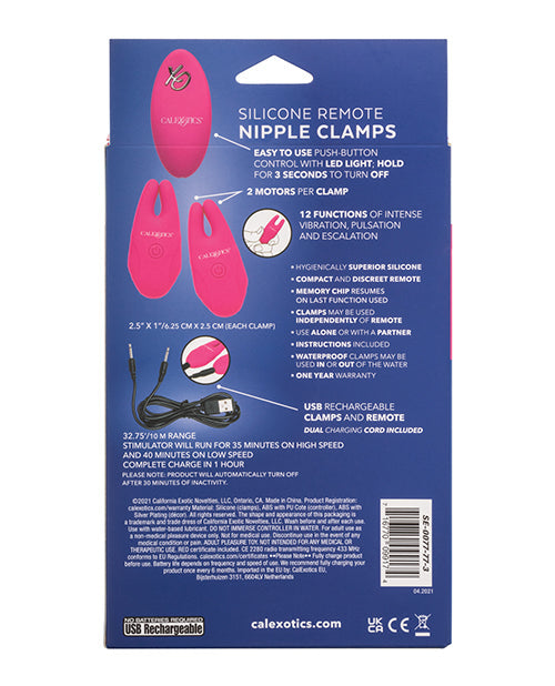 Pinzas de silicona para pezones con control remoto - Rosa