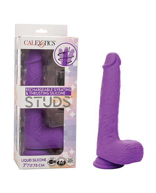Vibrador Recargable con Clavos de Silicona, Giratorio y Penetrante - Morado