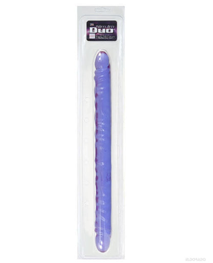 Grand gode de 17 pouces | Double gode Slim Jim | Gode réaliste nervuré | Gode violet en gel réfléchissant