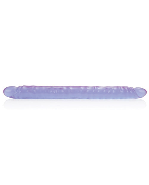 Grand gode de 17 pouces | Double gode Slim Jim | Gode réaliste nervuré | Gode violet en gel réfléchissant