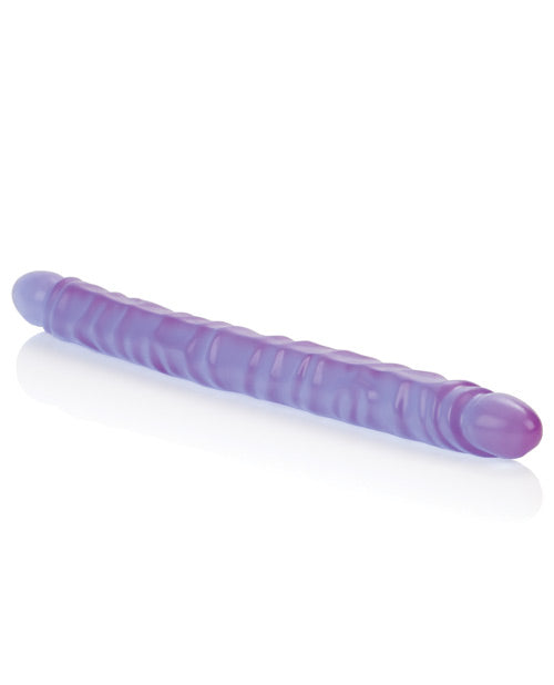 Grand gode de 17 pouces | Double gode Slim Jim | Gode réaliste nervuré | Gode violet en gel réfléchissant