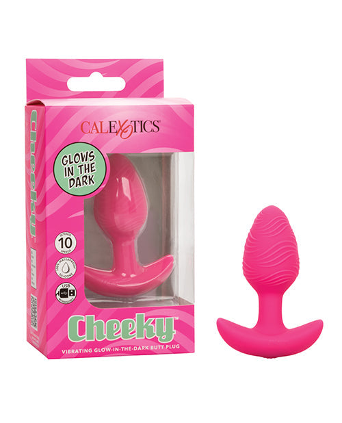 Plug anal vibrant lumineux dans le noir Cheeky Glow - Rose