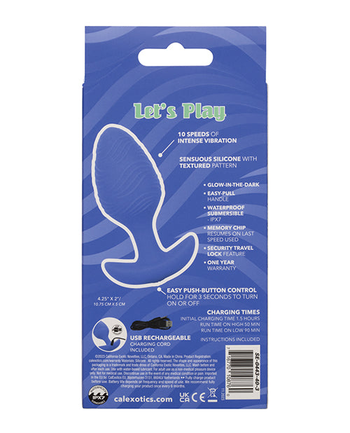 Vibreur plug anal phosphorescent coquin - Grande taille bleu
