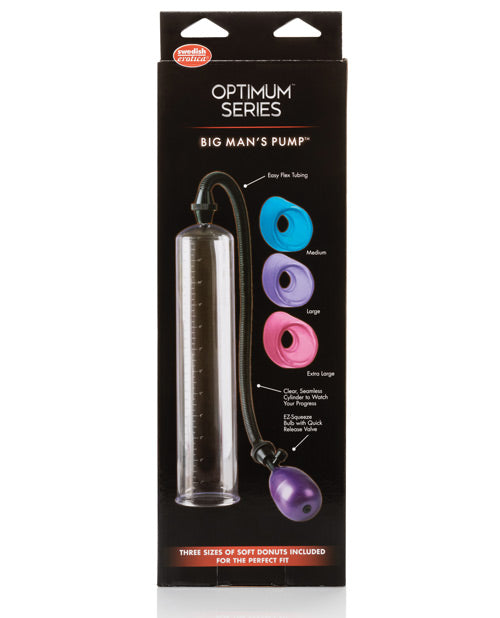 Pompe Big Man 12" avec 3 manchons de tailles différentes - Transparent