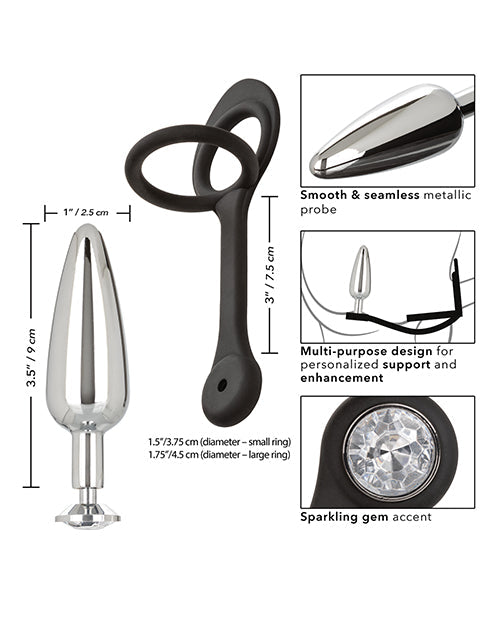 Plug étoilé Star Fucker Slim Gem avec rehausseur en silicone – Noir
