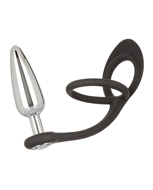 Plug étoilé Star Fucker Slim Gem avec rehausseur en silicone – Noir