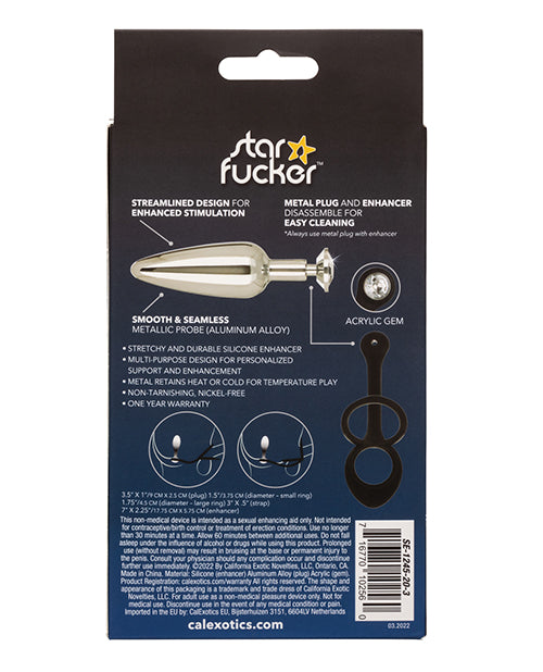 Plug étoilé Star Fucker Slim Gem avec rehausseur en silicone – Noir
