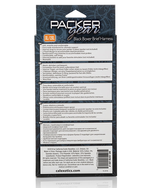 Packer Gear Boxer Brief Harness XL/2XL - Negro