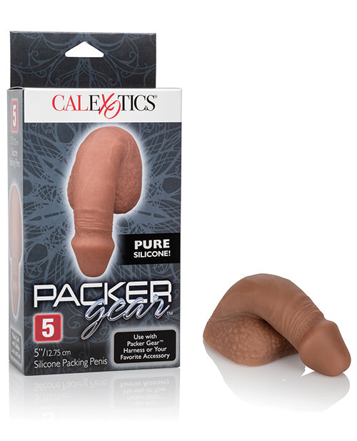 Empaquetador Gear Pene de embalaje de silicona de 5" - Marrón