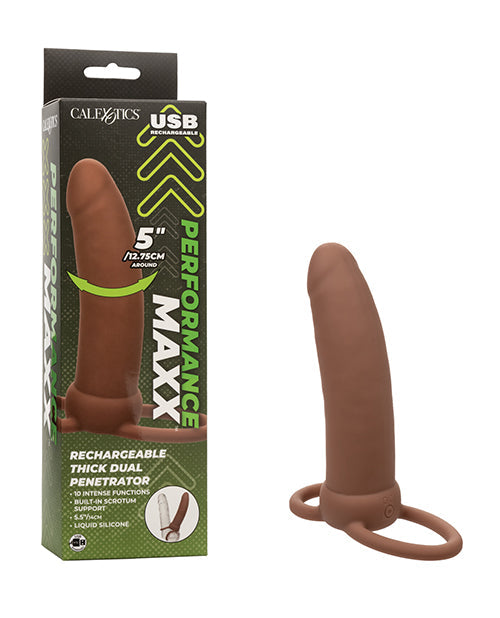 Performance Maxx Recargable Doble Penetrador Grueso - Marrón