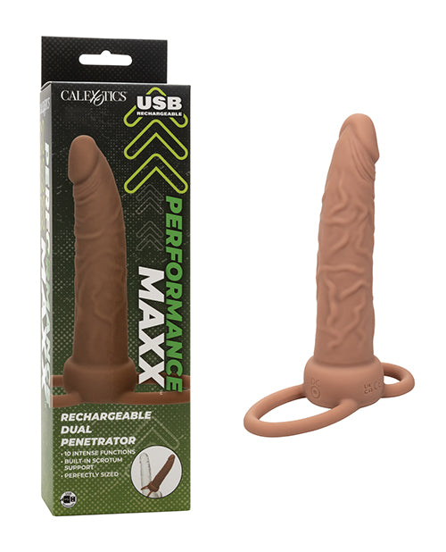 Double pénétrateur rechargeable Performance Maxx - Marron
