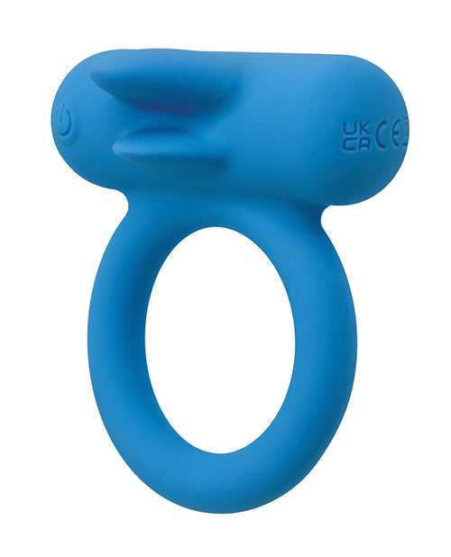 Améliorateur de Couple en Silicone Rechargeable Double Plaisir avec Double Stimulateur Vibratoire - Bleu