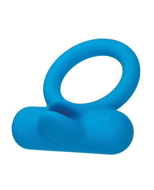 Améliorateur de Couple en Silicone Rechargeable Double Plaisir avec Double Stimulateur Vibratoire - Bleu