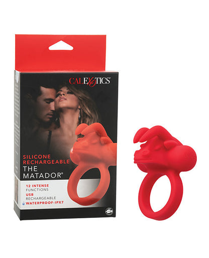 Potenciador de pareja de silicona recargable The Matador con triple estimulación - Rojo