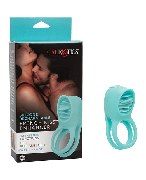 Potenciadores para parejas: potenciador recargable de silicona para besos franceses - Verde azulado