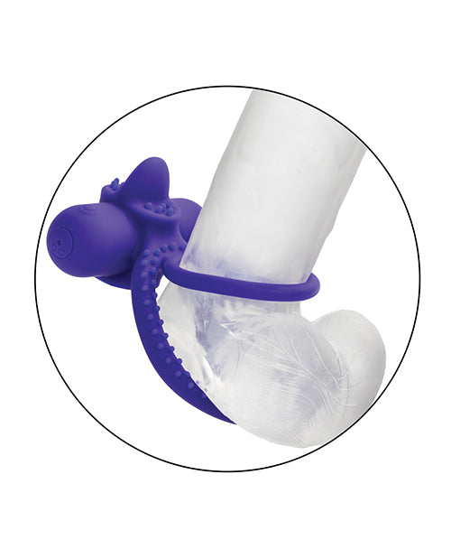 Potenciador de pareja de silicona recargable con doble estimulador de clítoris y lengua vibratoria - Púrpura