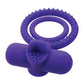 Potenciador de pareja de silicona recargable con doble estimulador de clítoris y lengua vibratoria - Púrpura