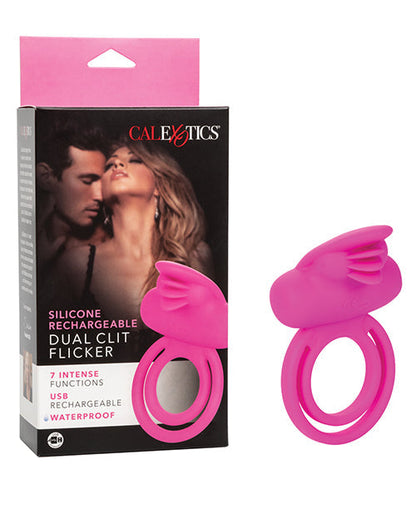 Potenciador de clítoris dual recargable de silicona - Rosa