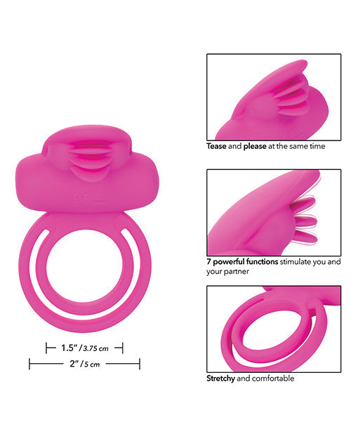 Potenciador de clítoris dual recargable de silicona - Rosa