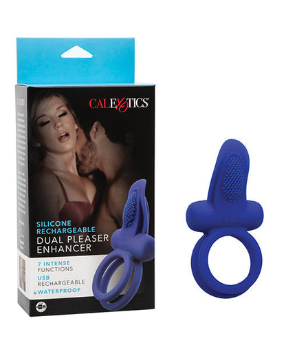 Anillos para pene de silicona recargables duales Couples Enhancers - Azul