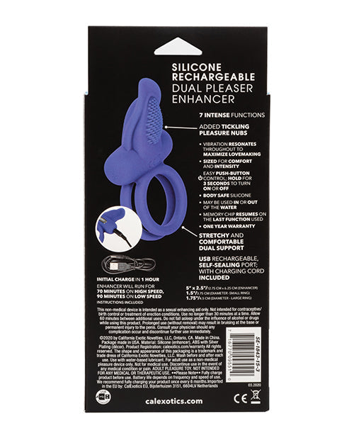 Anillos para pene de silicona recargables duales Couples Enhancers - Azul