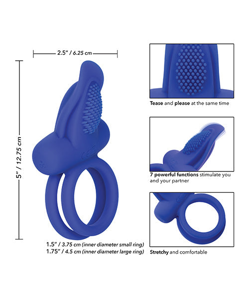Anillos para pene de silicona recargables duales Couples Enhancers - Azul