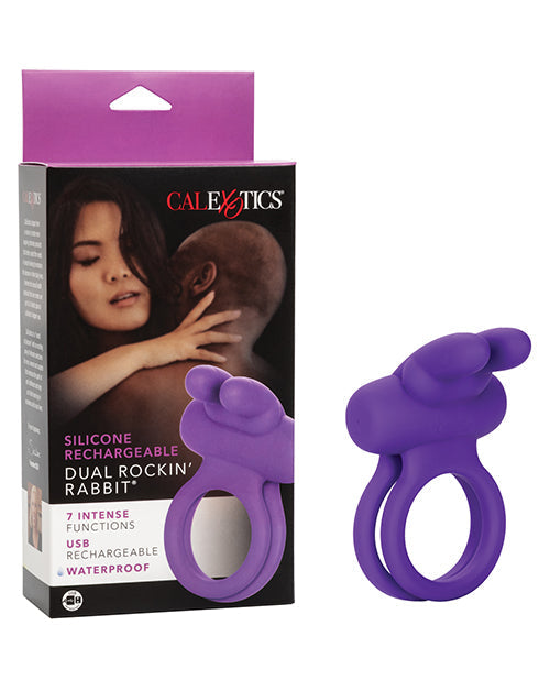 Potenciador de conejo Rockin' recargable de silicona - Morado