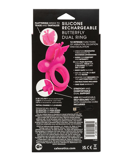 Anneau double papillon rechargeable en silicone
