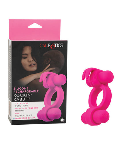 Rehausseur de Couple en Silicone Rechargeable Rockin' Rabbit - Fuchsia