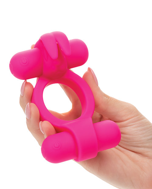 Rehausseur de Couple en Silicone Rechargeable Rockin' Rabbit - Fuchsia