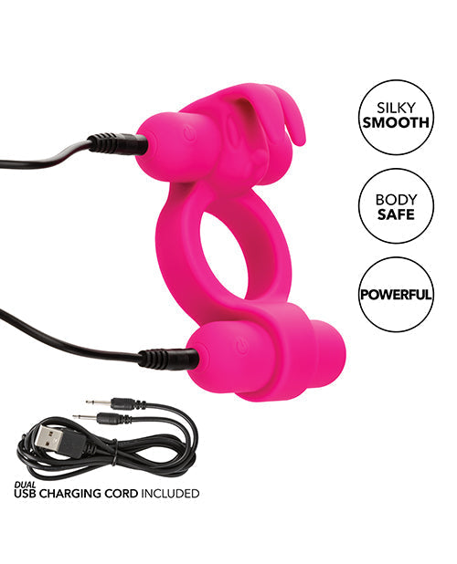 Rehausseur de Couple en Silicone Rechargeable Rockin' Rabbit - Fuchsia