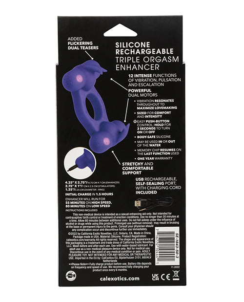 Améliorateur d'Orgasme Triple Rechargeable en Silicone