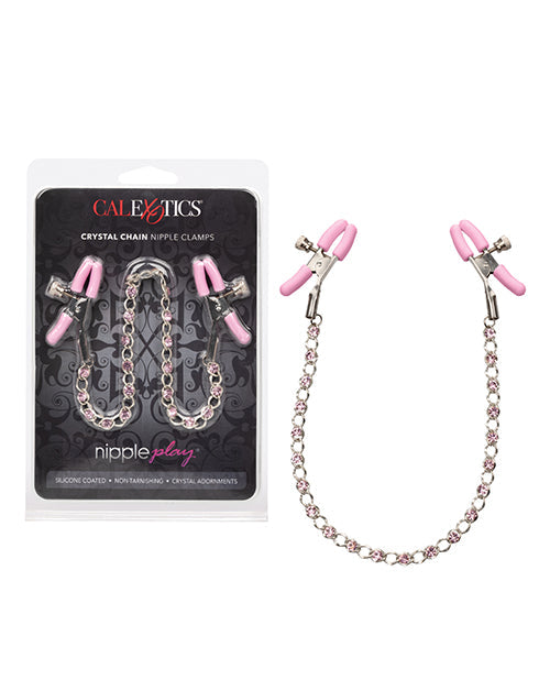 Pinzas para pezones con cadena de cristal Nipple Play - Rosado
