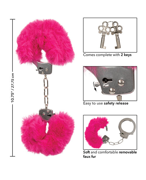 Poignets ultra-moelleux en fourrure - Rose