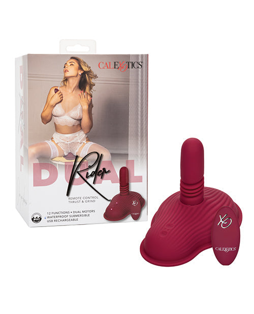 Vibrador de control remoto Dual Rider | Vibrador de empuje y roce | El mejor vibrador acanalado rojo de 12x para mujeres