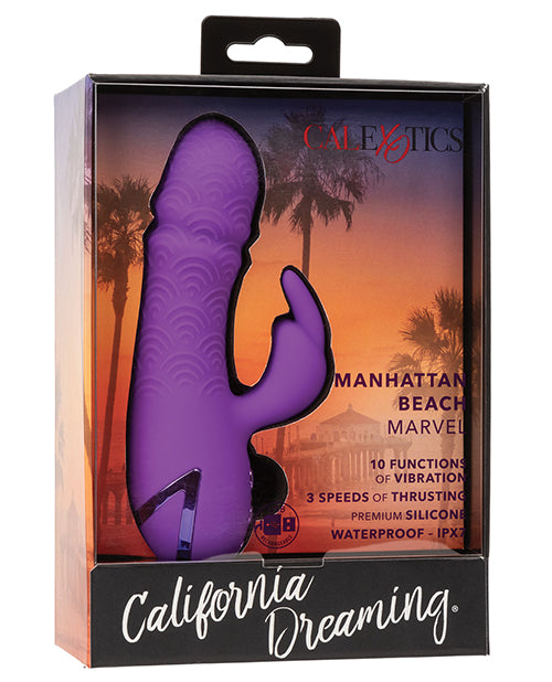 Dildo vibrador California Dreaming Thrusting | Vibrador morado Manhattan Beach Marvel de doble estimulación