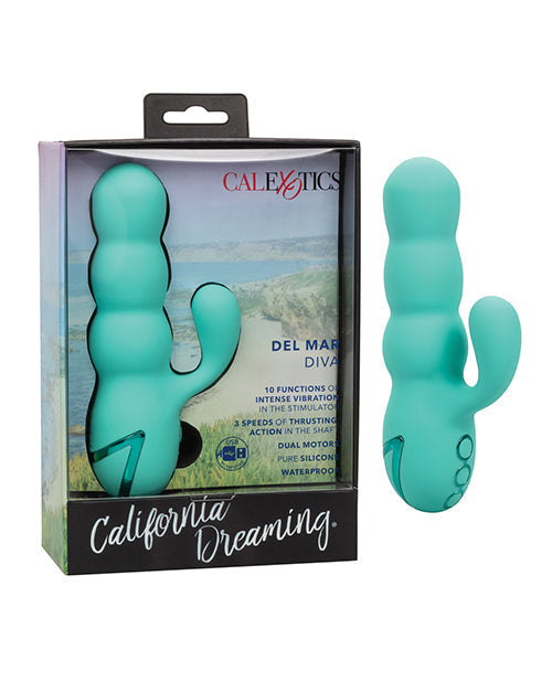 Dildo de empuje California Dreaming | Dildo de silicona Del Mar Diva | El mejor vibrador sumergible 10x para mujeres