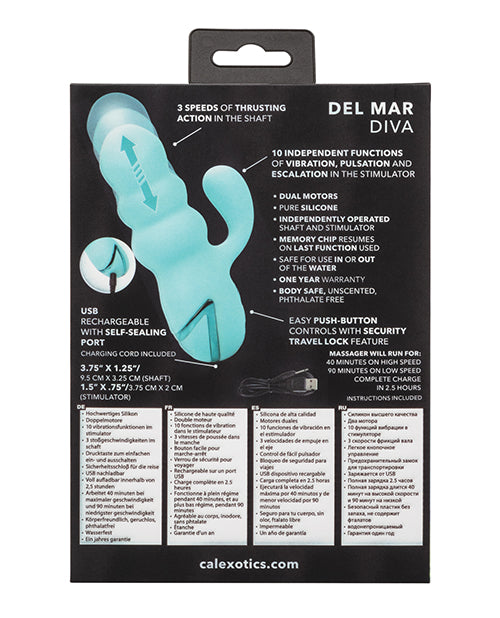 Dildo de empuje California Dreaming | Dildo de silicona Del Mar Diva | El mejor vibrador sumergible 10x para mujeres
