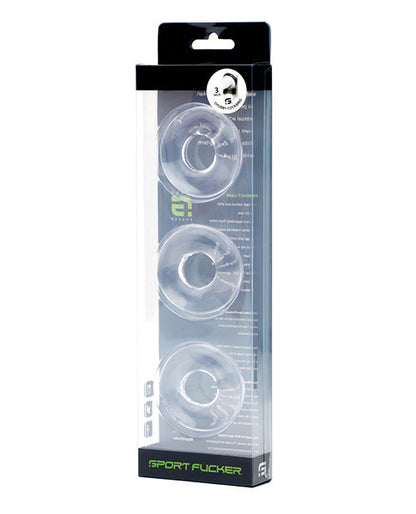 Sport Fucker Lot de 3 anneaux péniens pour gros pénis - Transparent