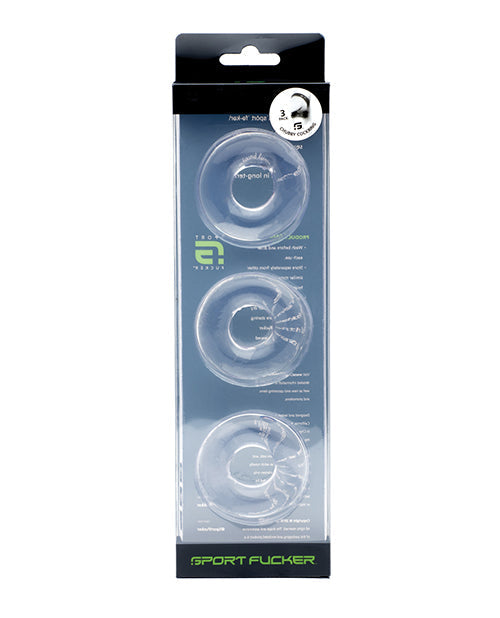 Sport Fucker Lot de 3 anneaux péniens pour gros pénis - Transparent