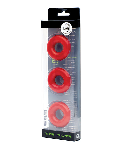 Sport Fucker Anneau pénien dodu Lot de 3 - Rouge
