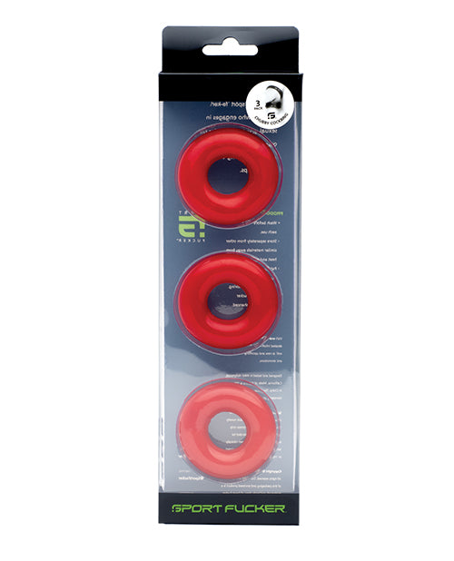 Sport Fucker Anneau pénien dodu Lot de 3 - Rouge