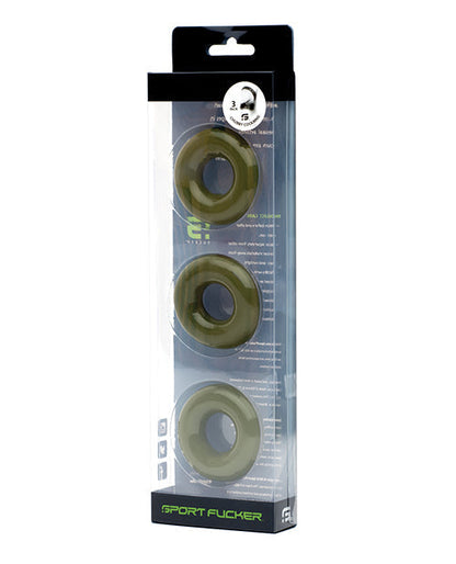 Pack de 3 anneaux péniens Sport Fucker Chubby – Vert armée