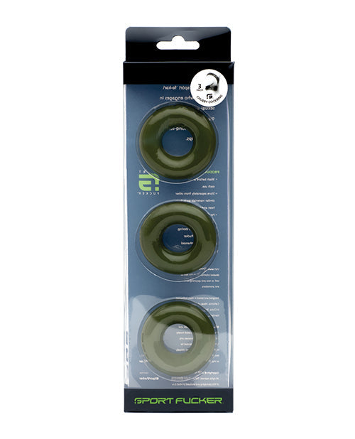 Pack de 3 anneaux péniens Sport Fucker Chubby – Vert armée